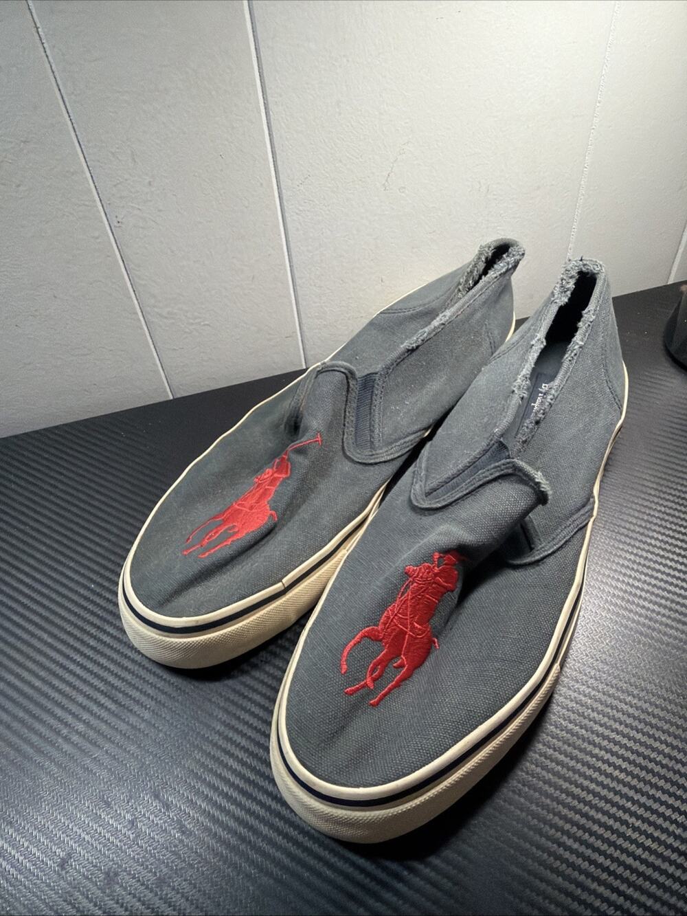 Men’s Polo Ralph Lauren Big Pony Slip On Blue Shoes Size 13 D B2
